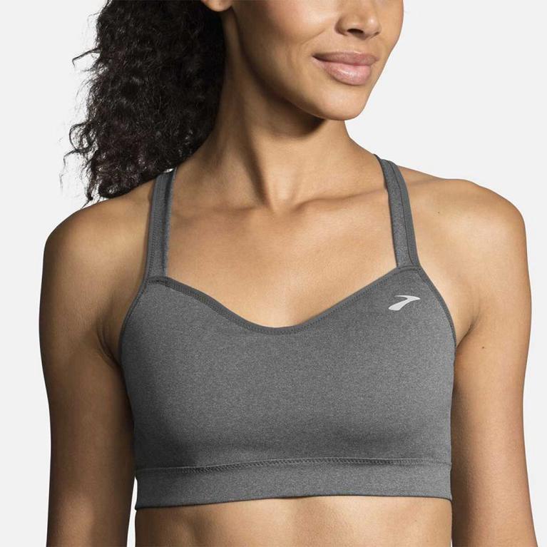 Brooks Uprise Crossback - Womens Running Bra - Grey (29186RWUQ)